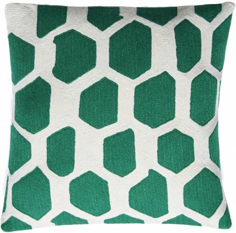 pillowsQuartzcream/kelly green Judy Ross Textiles Hand-Embroidered Chain Stitch Quartz Throw Pillow cream/kelly green